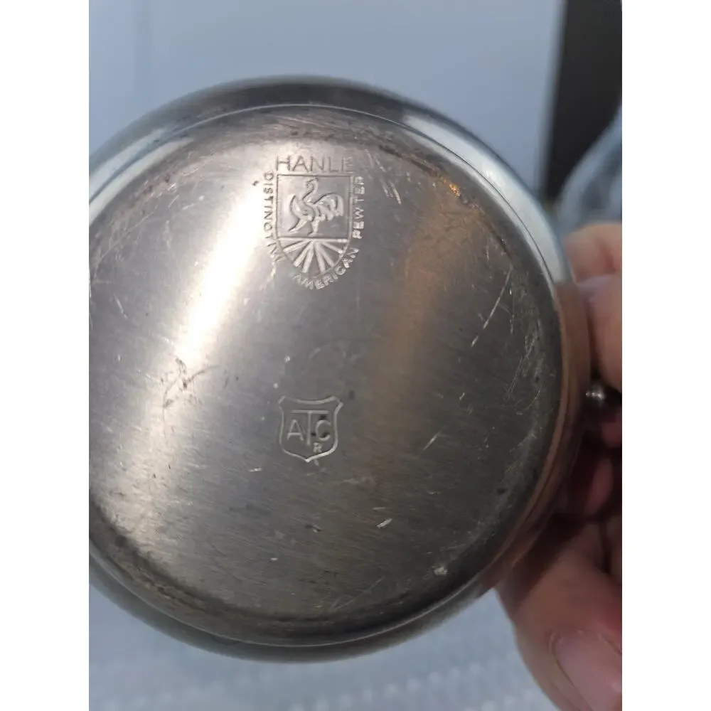 Hanle‎ Distinctive American Pewter Sugar Bowl and Creamer Set Vintage USA MCM